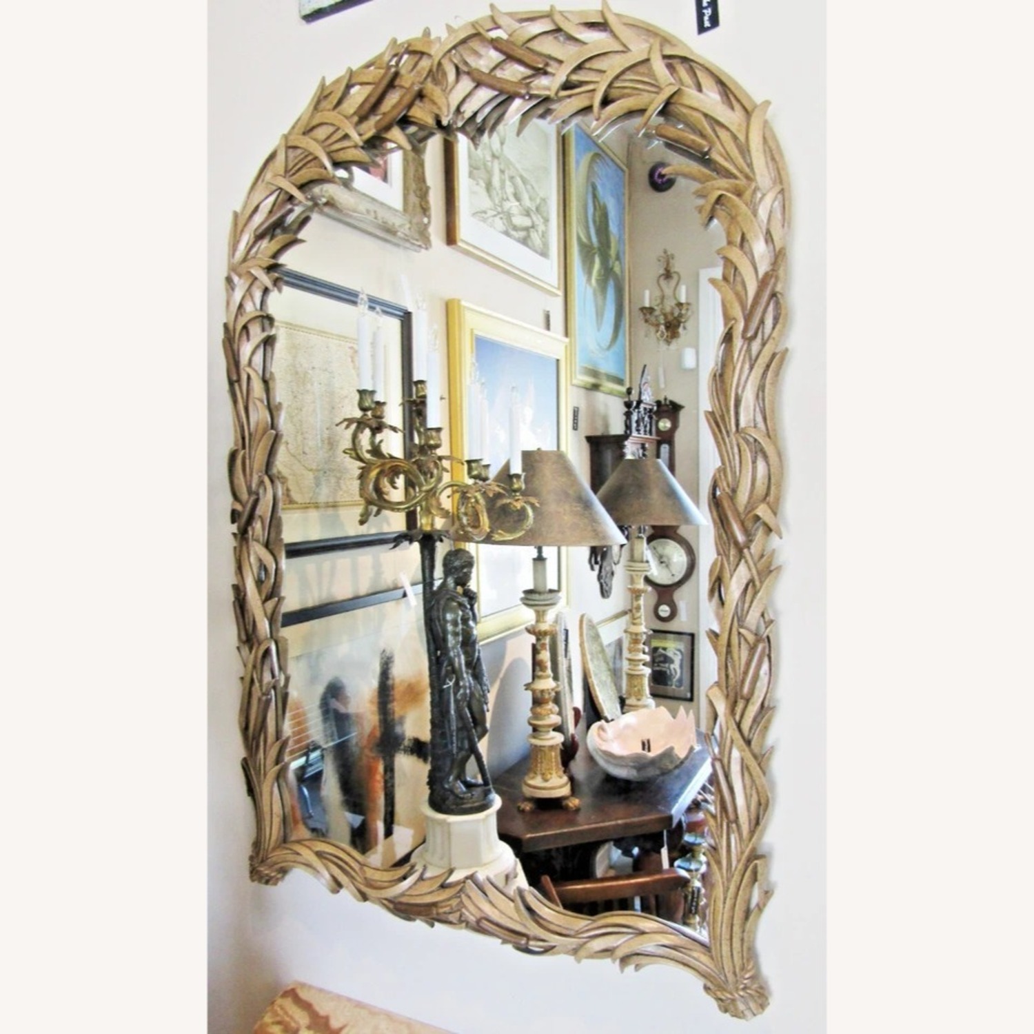 Italian Hand Carved Cattail Mirror 1960s - image-3