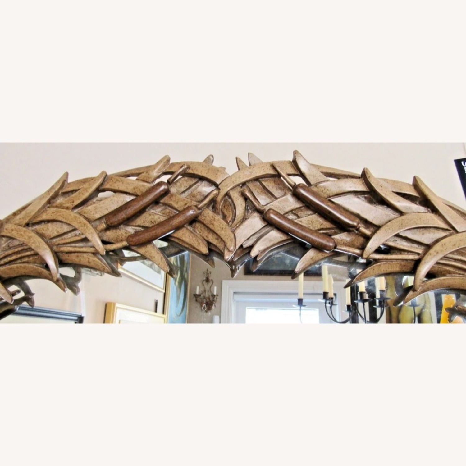 Italian Hand Carved Cattail Mirror 1960s - image-4