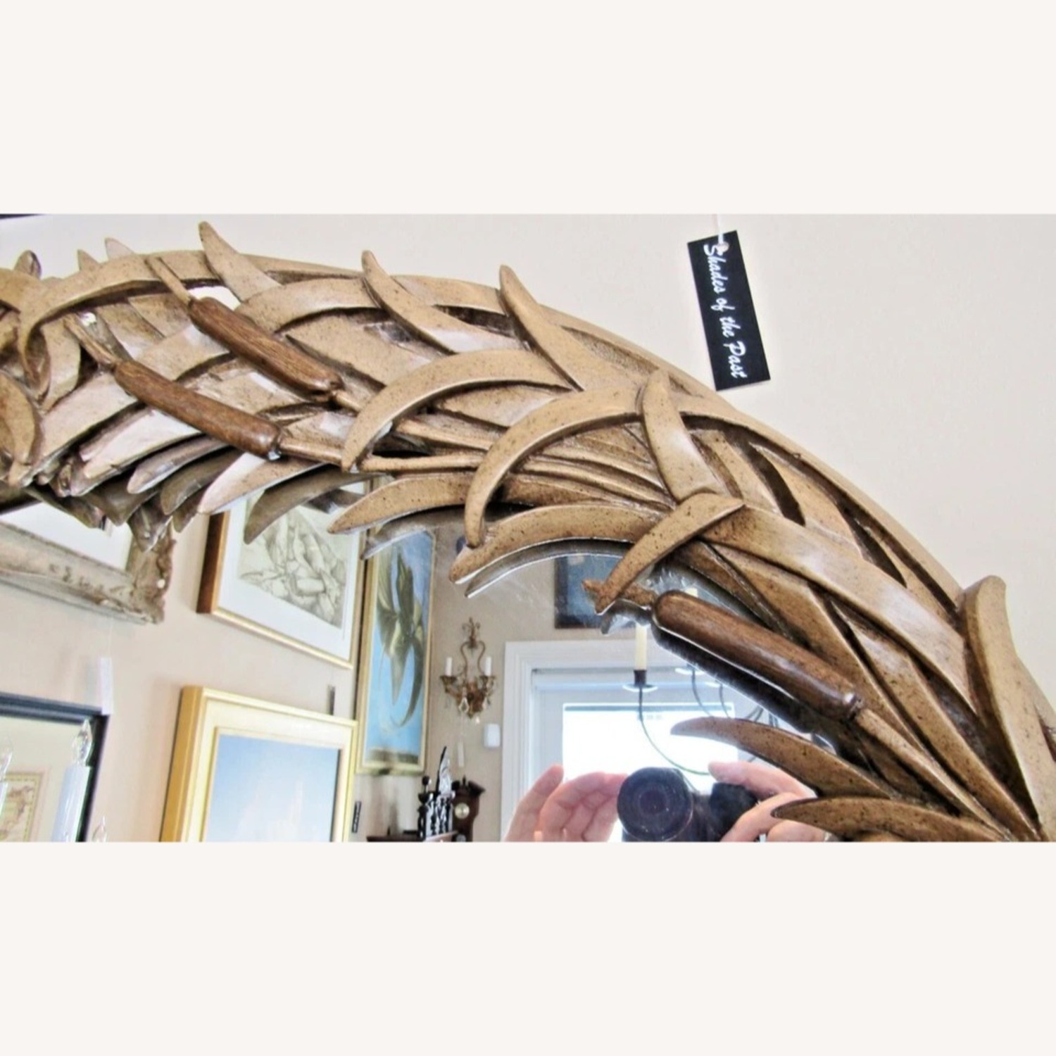 Italian Hand Carved Cattail Mirror 1960s - image-5