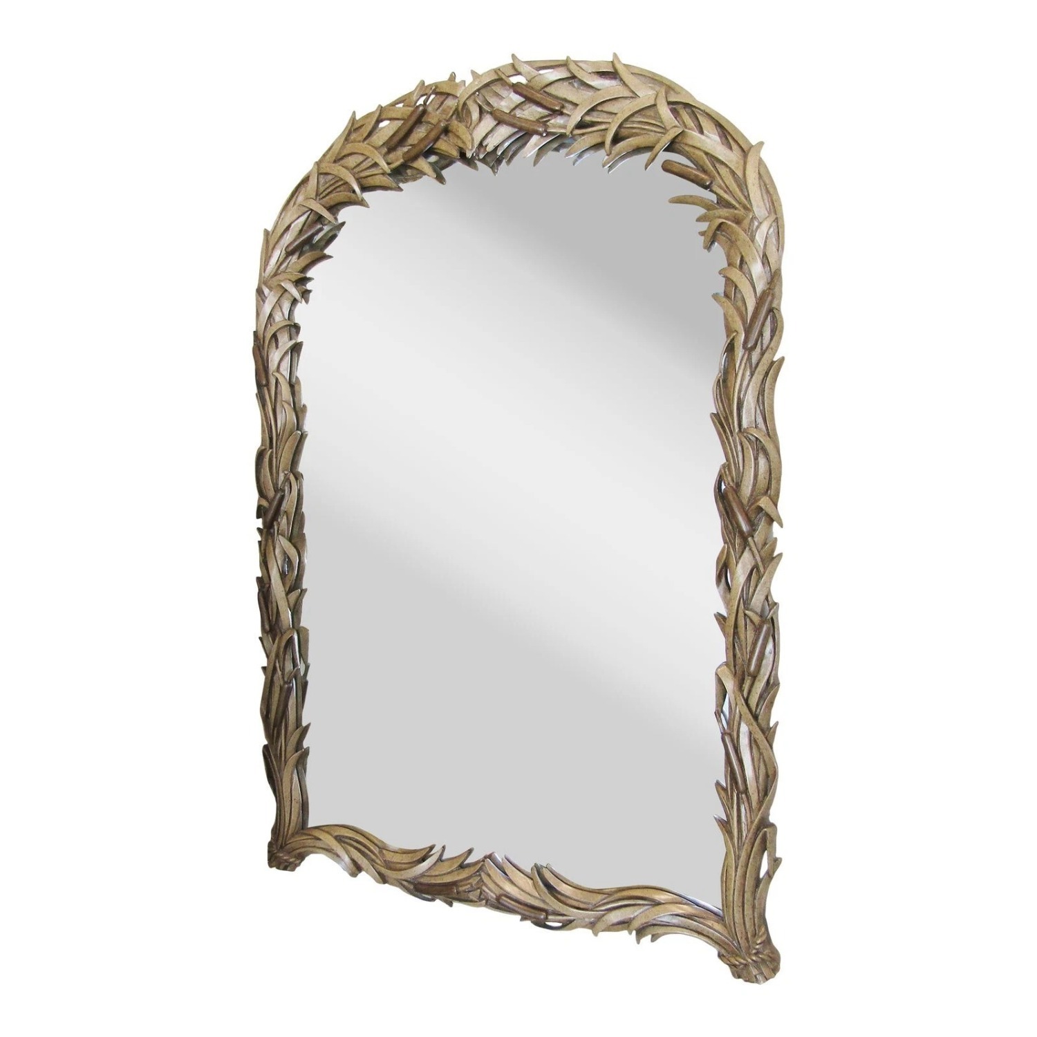 Italian Hand Carved Cattail Mirror 1960s - image-1