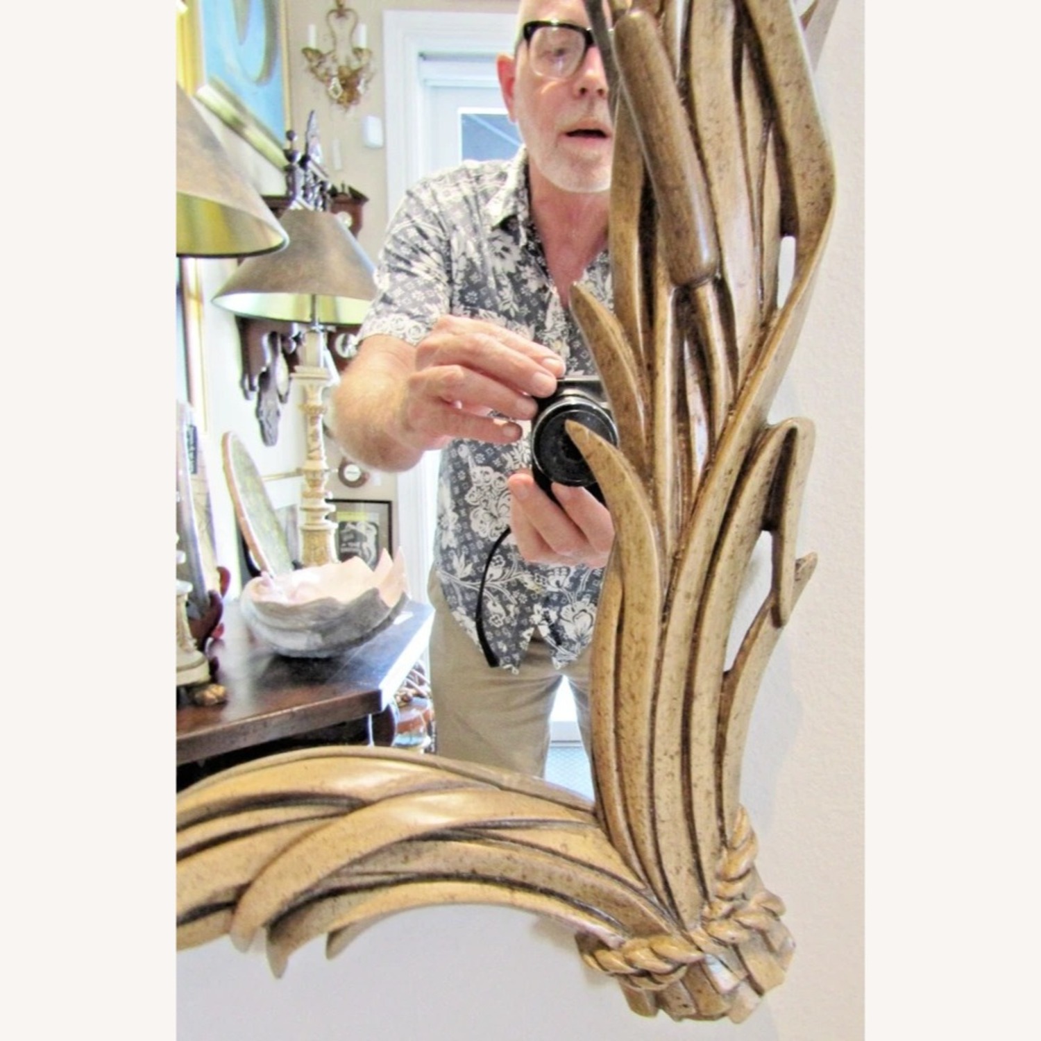 Italian Hand Carved Cattail Mirror 1960s - image-6