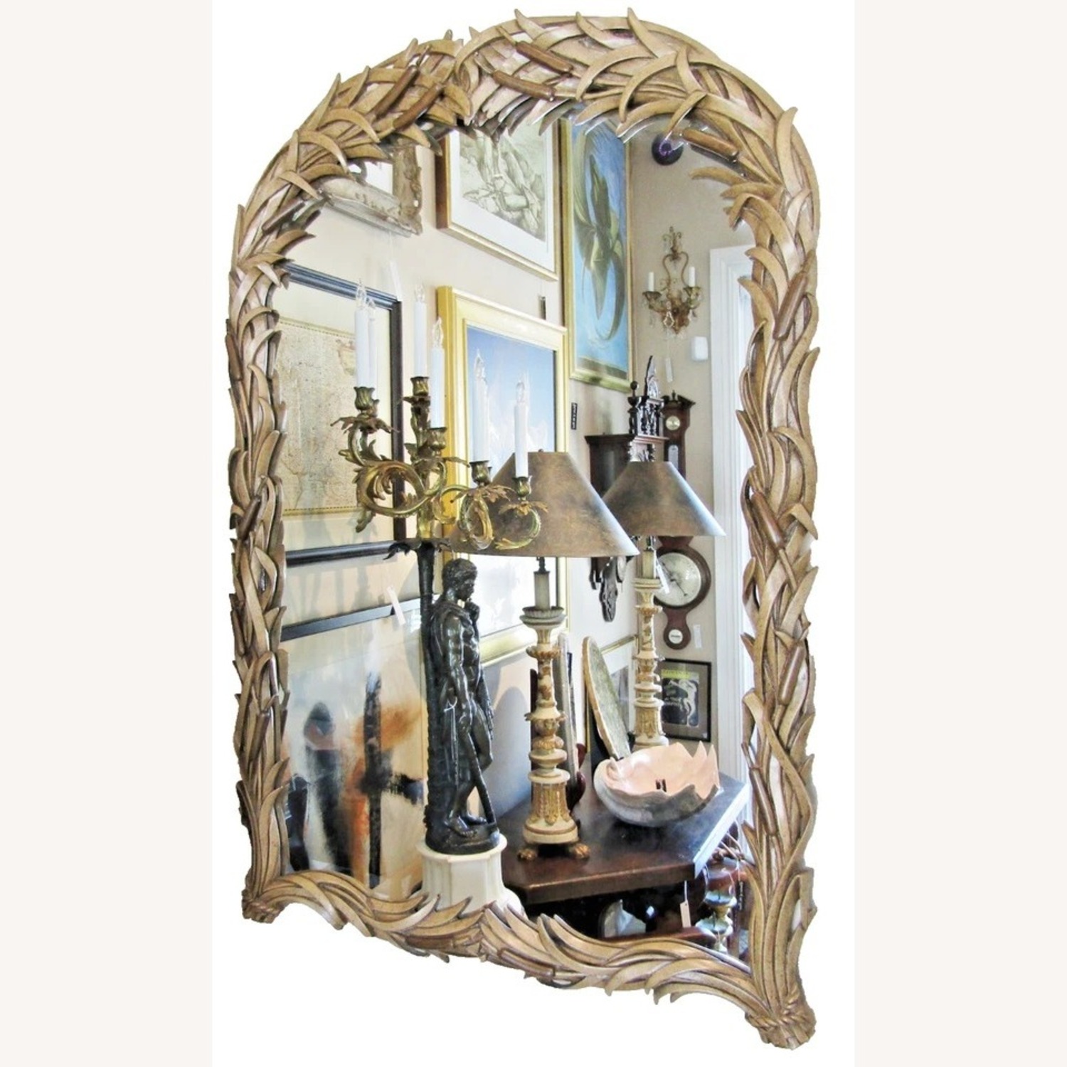 Italian Hand Carved Cattail Mirror 1960s - image-2