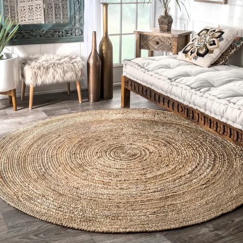 Used 3 Round Rigo Jute Hand Woven Area Rug for sale on AptDeco