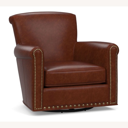 Used Pottery Barn Irving Roll Arm Swivel Chair for sale on AptDeco
