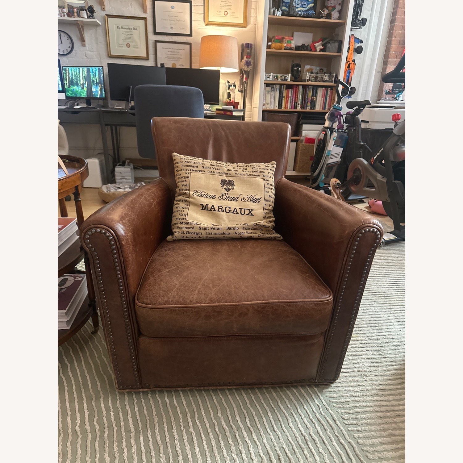 Pottery Barn Irving Roll Arm Swivel Chair - image-2