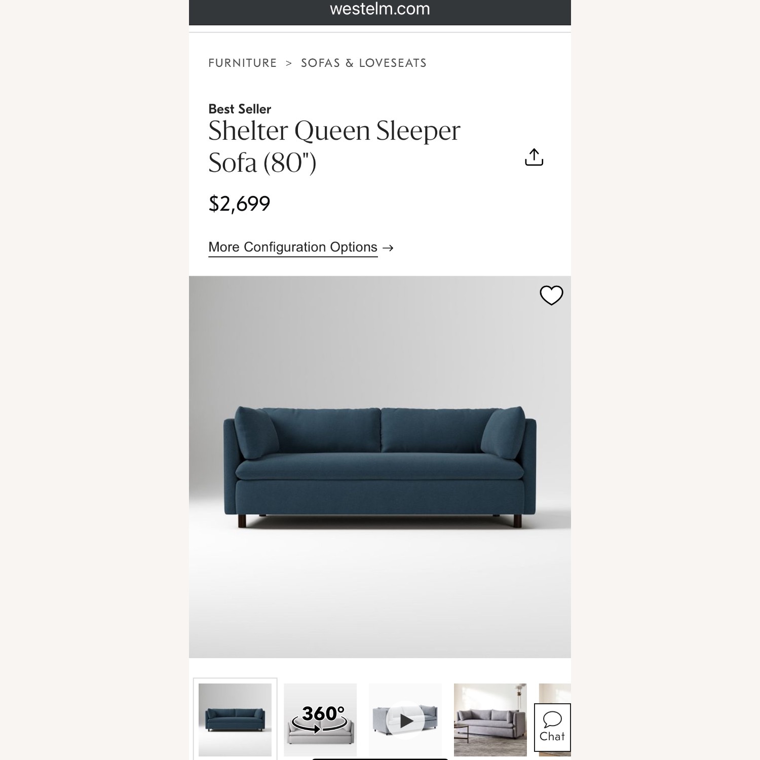 West Elm Shelter Queen Sleeper Sofa - image-1