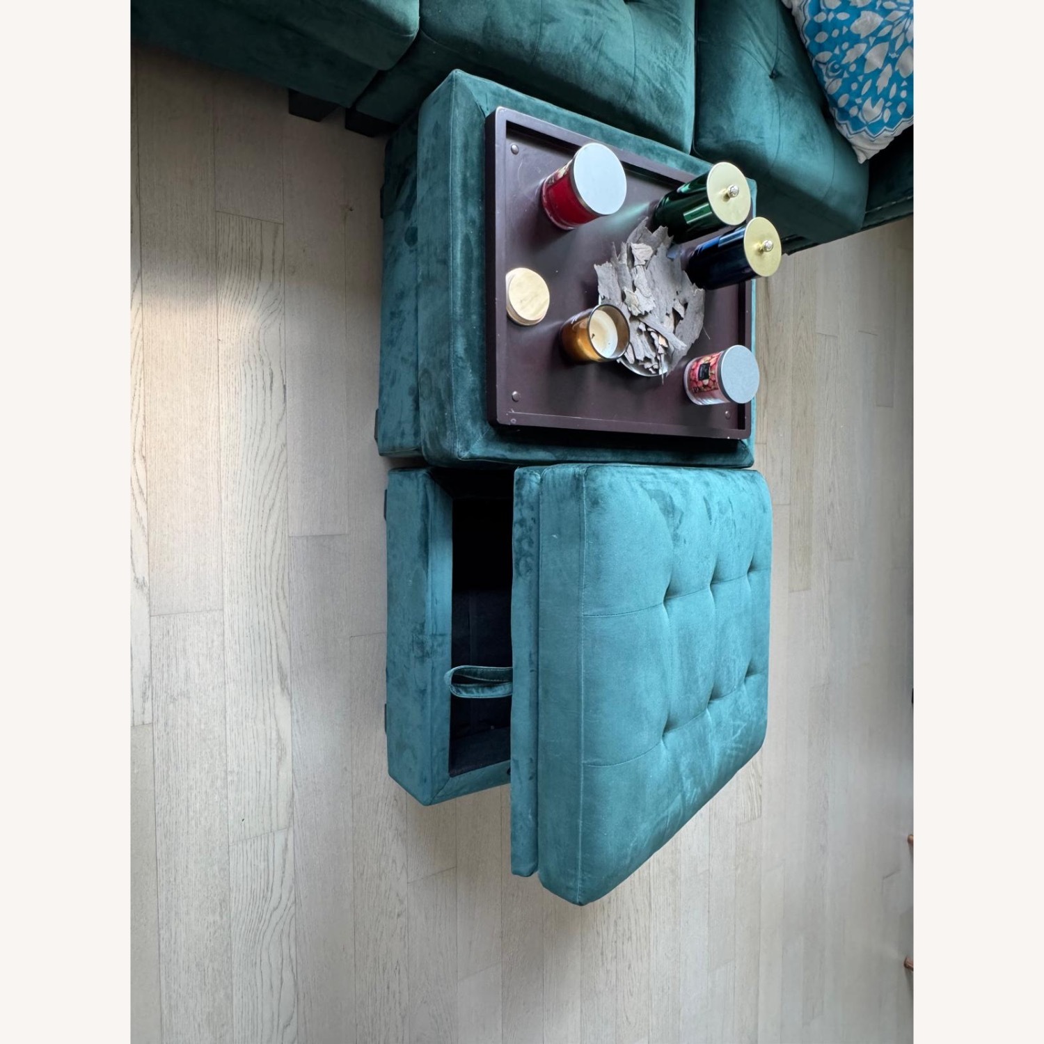 Shavera Large Green Velvet Sectional Sofa - image-2