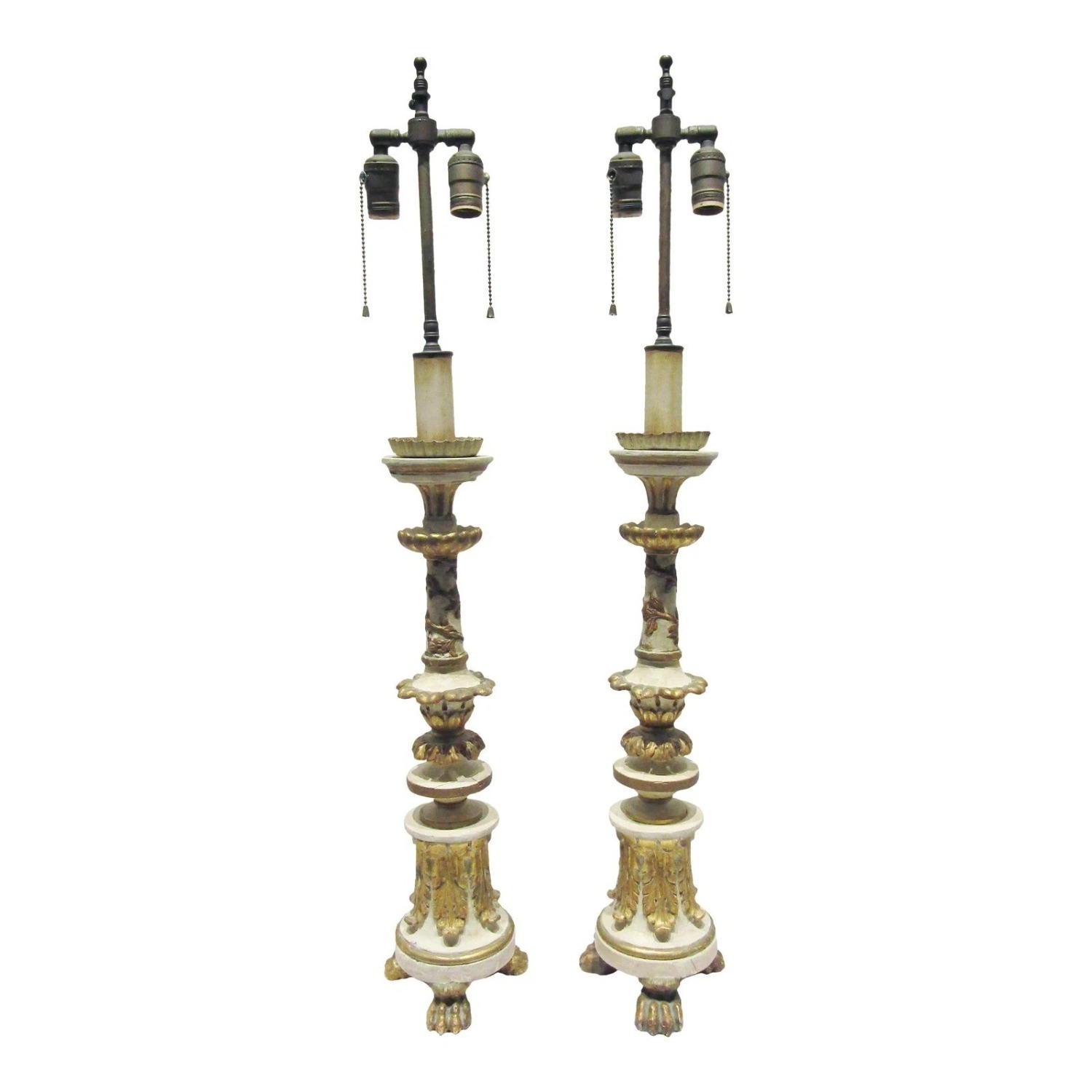 Pair Antique 18th Century Italian Table Lamps - image-1