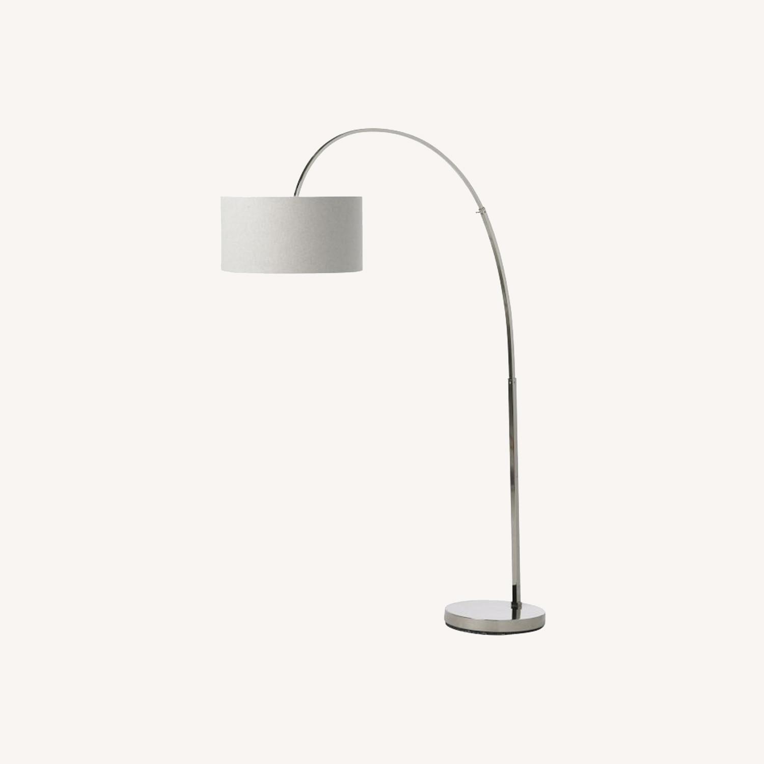 Overarching Floor Lamp, Antique Bronze Natural Linen (79") - image-0