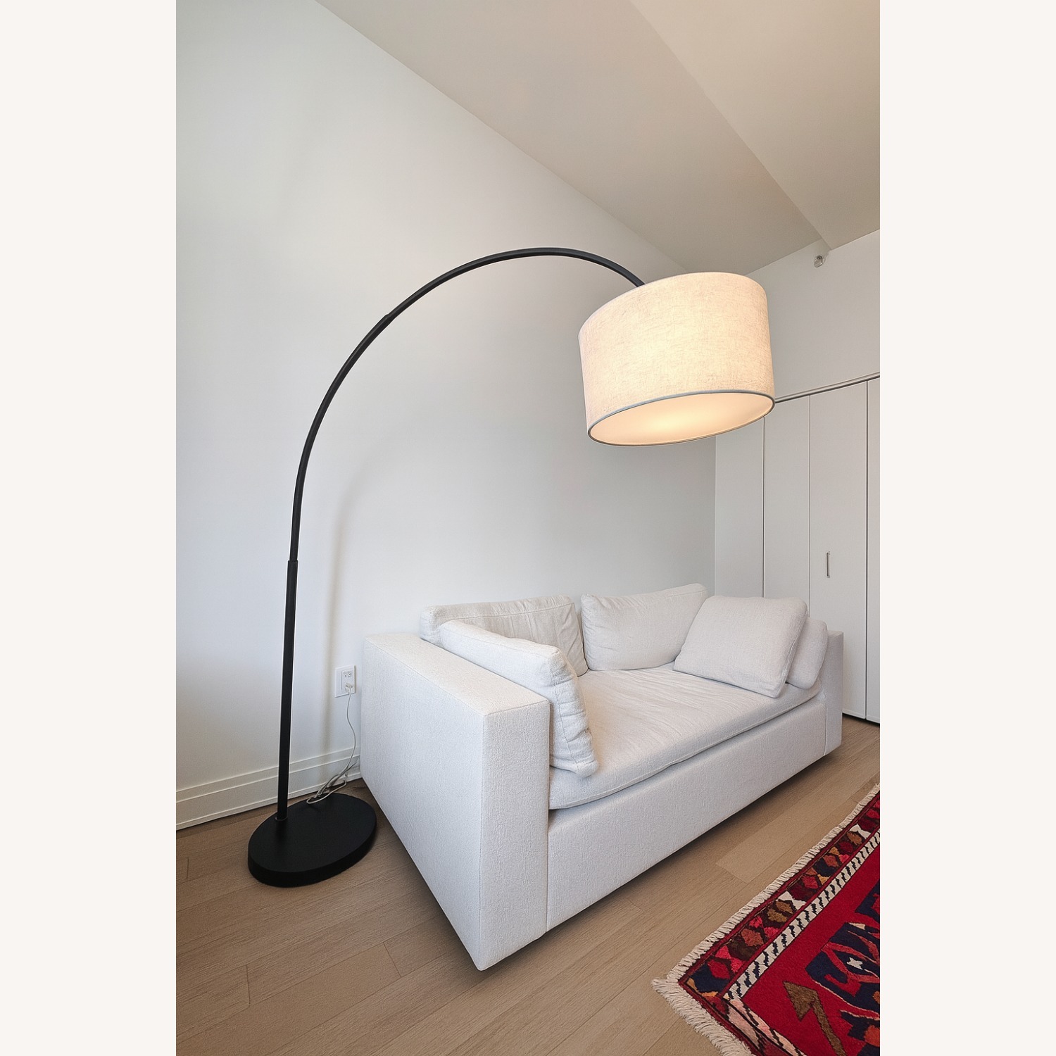 Overarching Floor Lamp, Antique Bronze Natural Linen (79") - image-1