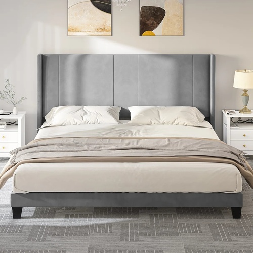 Used King Grey Bed  for sale on AptDeco