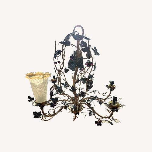 Used Climbing Vine Frosted Metal Glass Chandelier  for sale on AptDeco