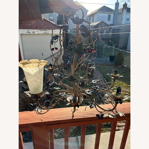 Used Climbing Vine Frosted Metal Glass Chandelier  for sale on AptDeco