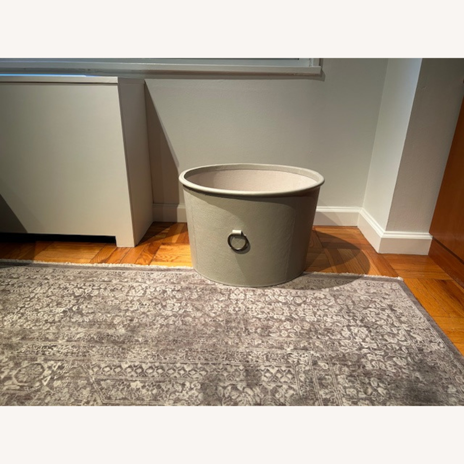 Pigeon and Poodle Light Gray Leather Basket - image-8