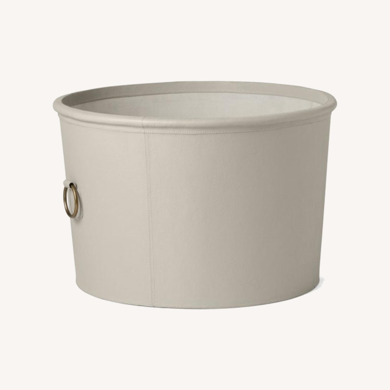 Pigeon and Poodle Light Gray Leather Basket - image-7