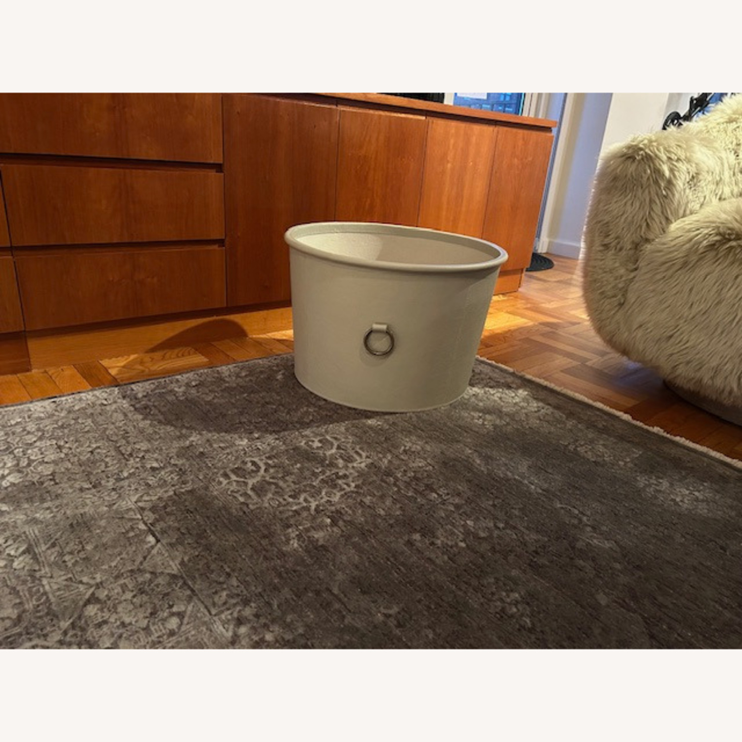 Pigeon and Poodle Light Gray Leather Basket - image-11