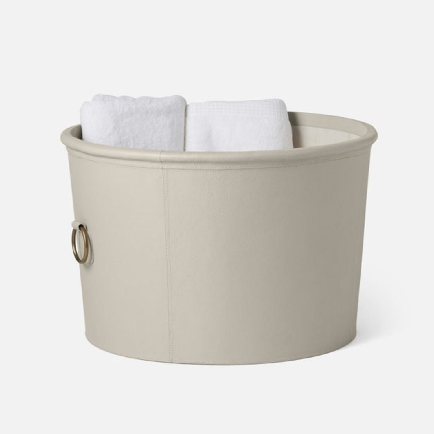 Pigeon and Poodle Light Gray Leather Basket - image-1