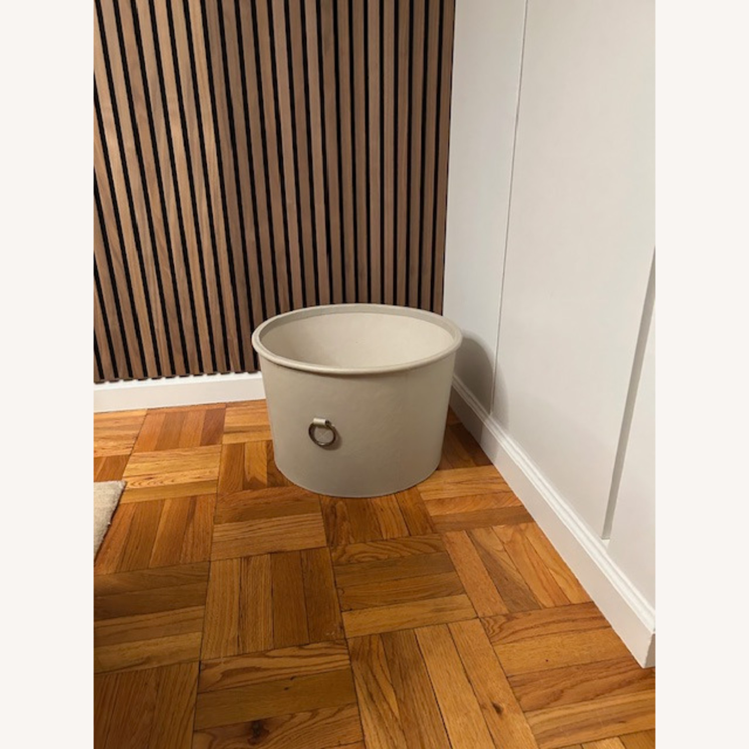 Pigeon and Poodle Light Gray Leather Basket - image-13