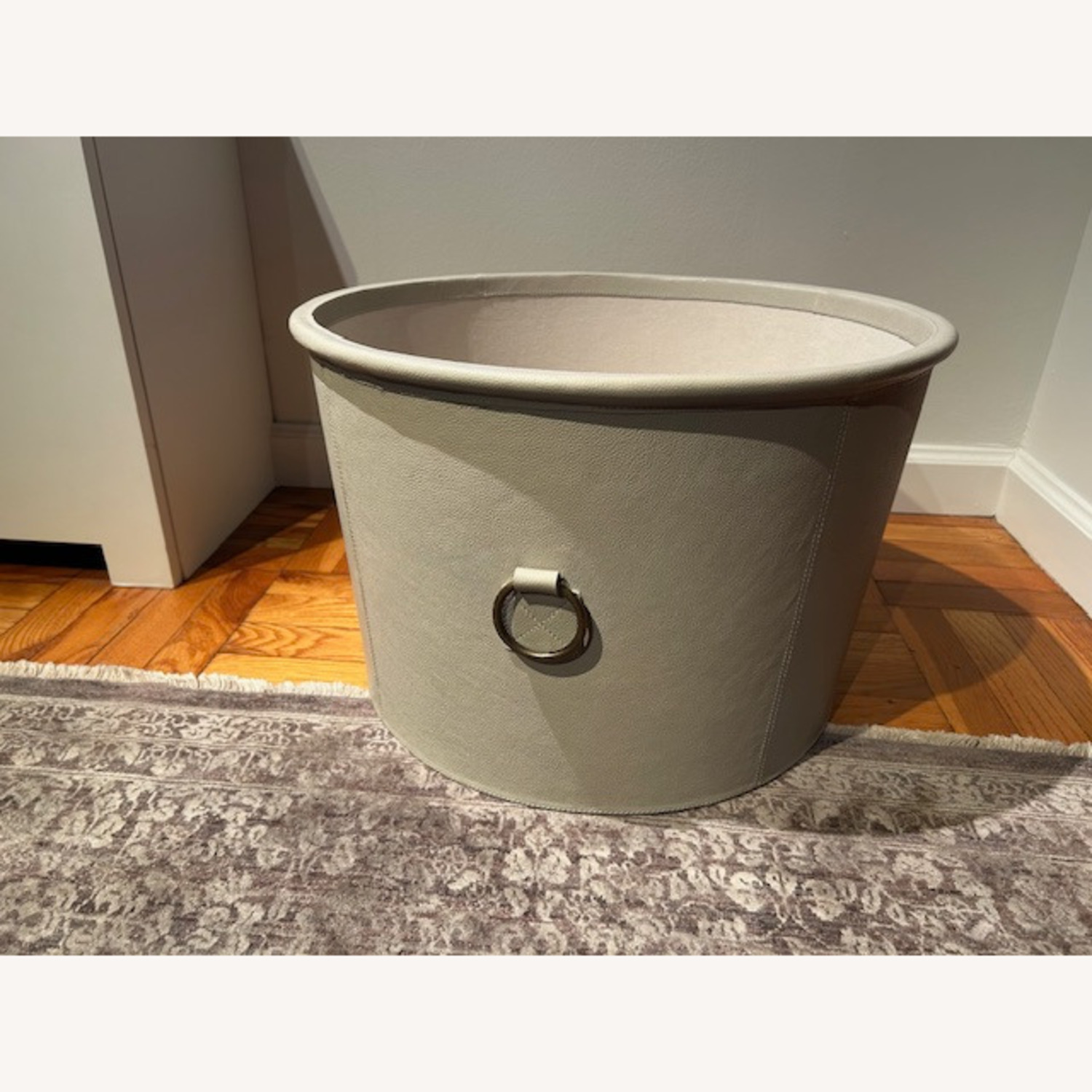 Pigeon and Poodle Light Gray Leather Basket - image-0