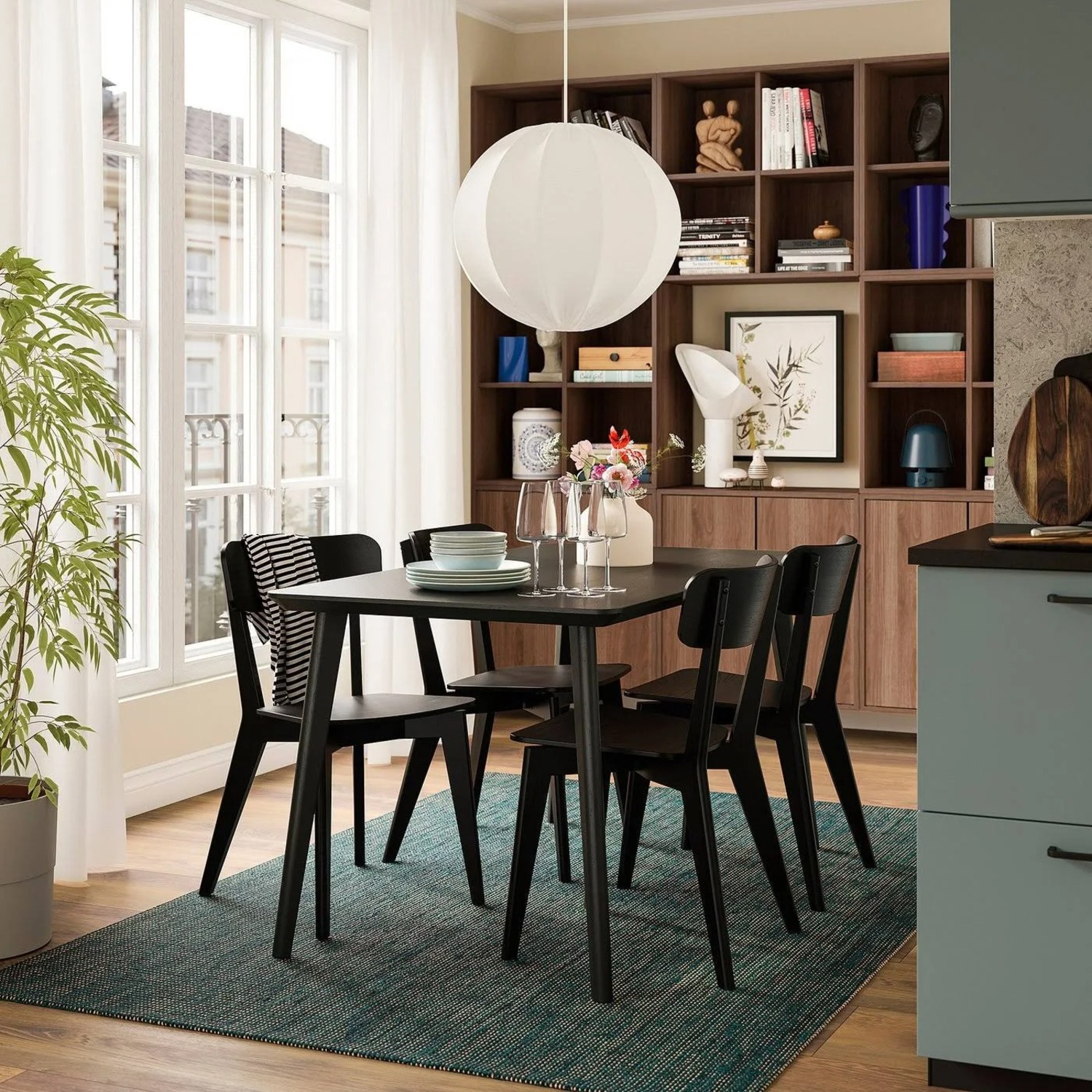【トミー 】IKEA LISABO チェア×4 LISABO / LISABO table and 4 chairs black/Tallmyra black/grey