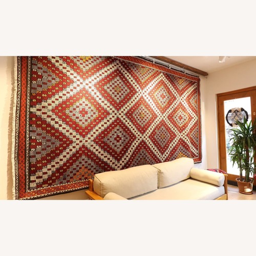 Used Midcentury Handwoven Rug Manisa Rustic Cecim Kilim for sale on AptDeco
