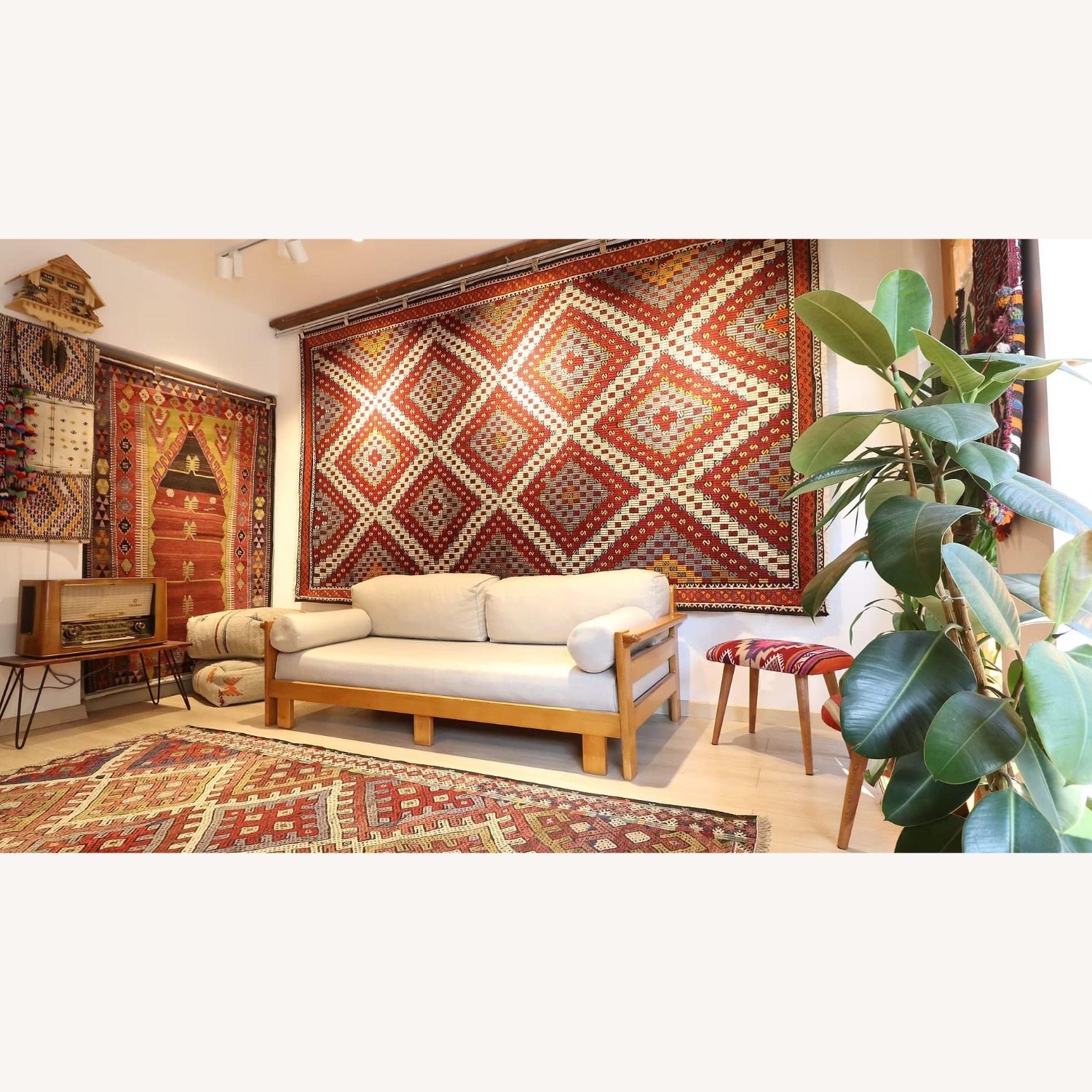 Midcentury Handwoven Rug Manisa Rustic Cecim Kilim - image-3