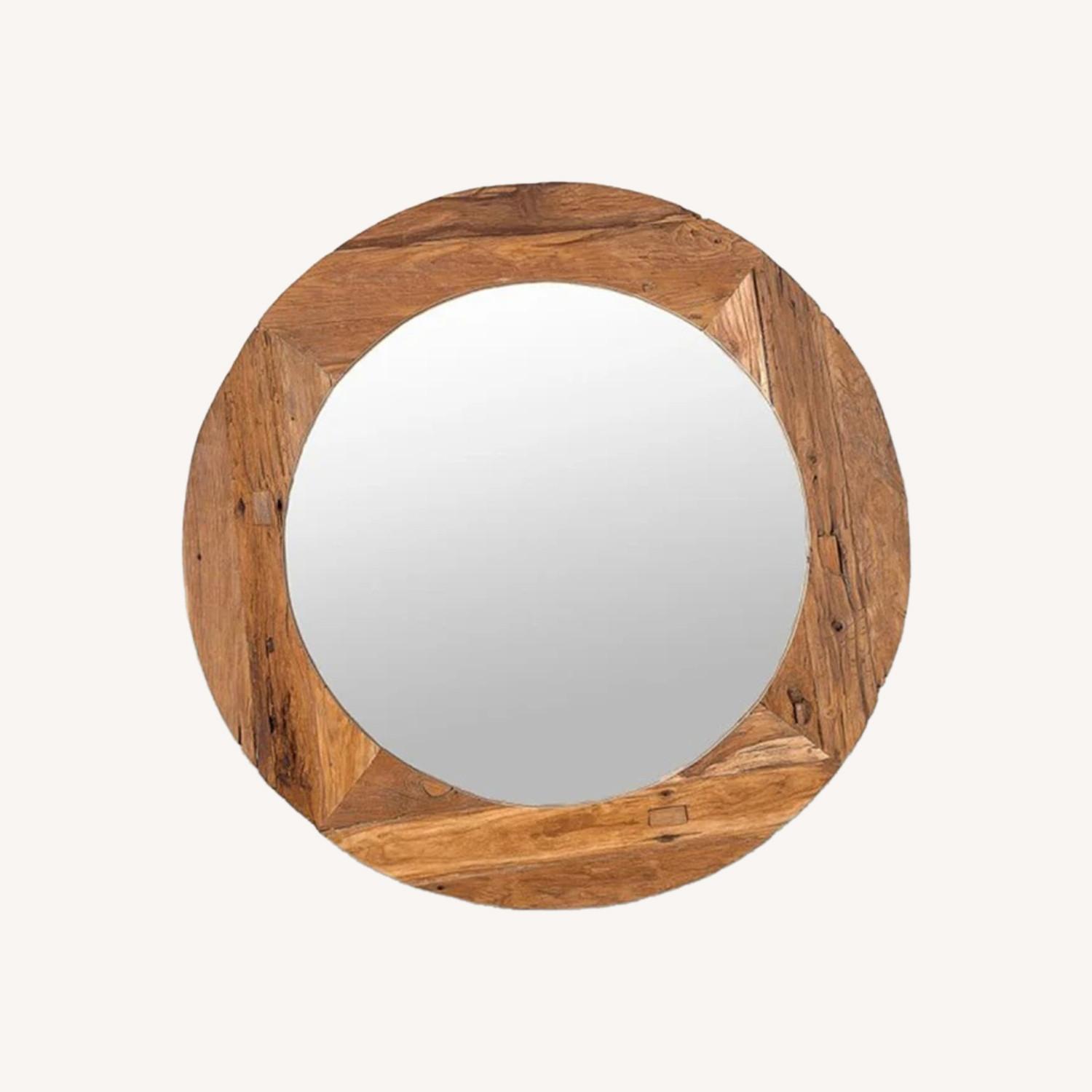30" Round Wooden Framed Mirror - image-0