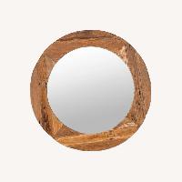 30" Round Wooden Framed Mirror