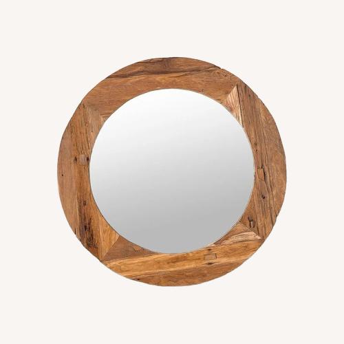 Used 30" Round Wooden Framed Mirror for sale on AptDeco