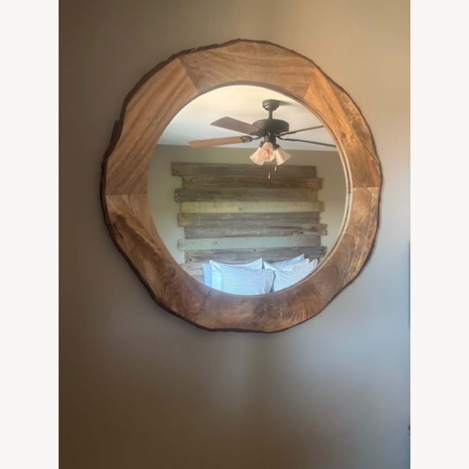 30" Round Wooden Framed Mirror - image-3