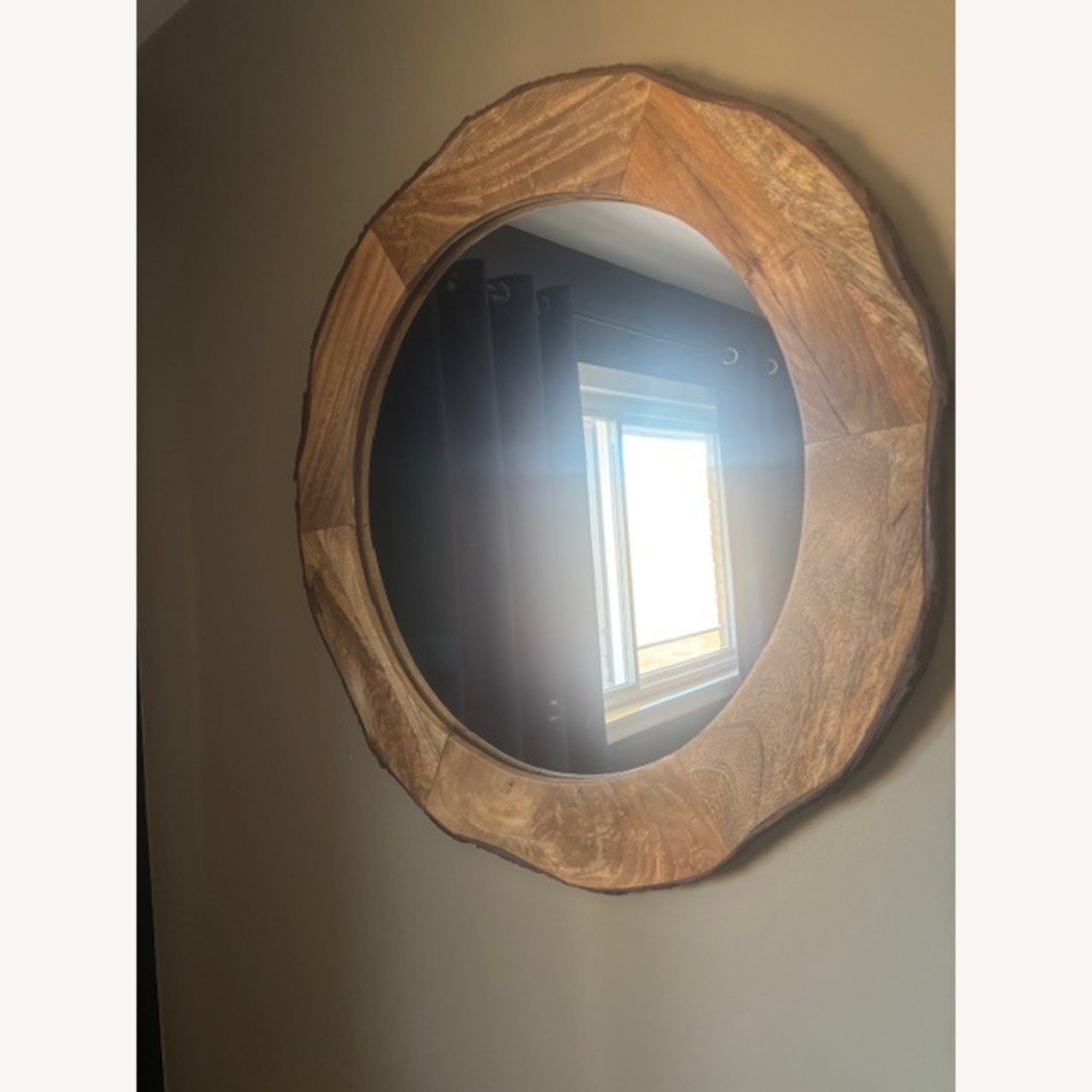 30" Round Wooden Framed Mirror - image-1