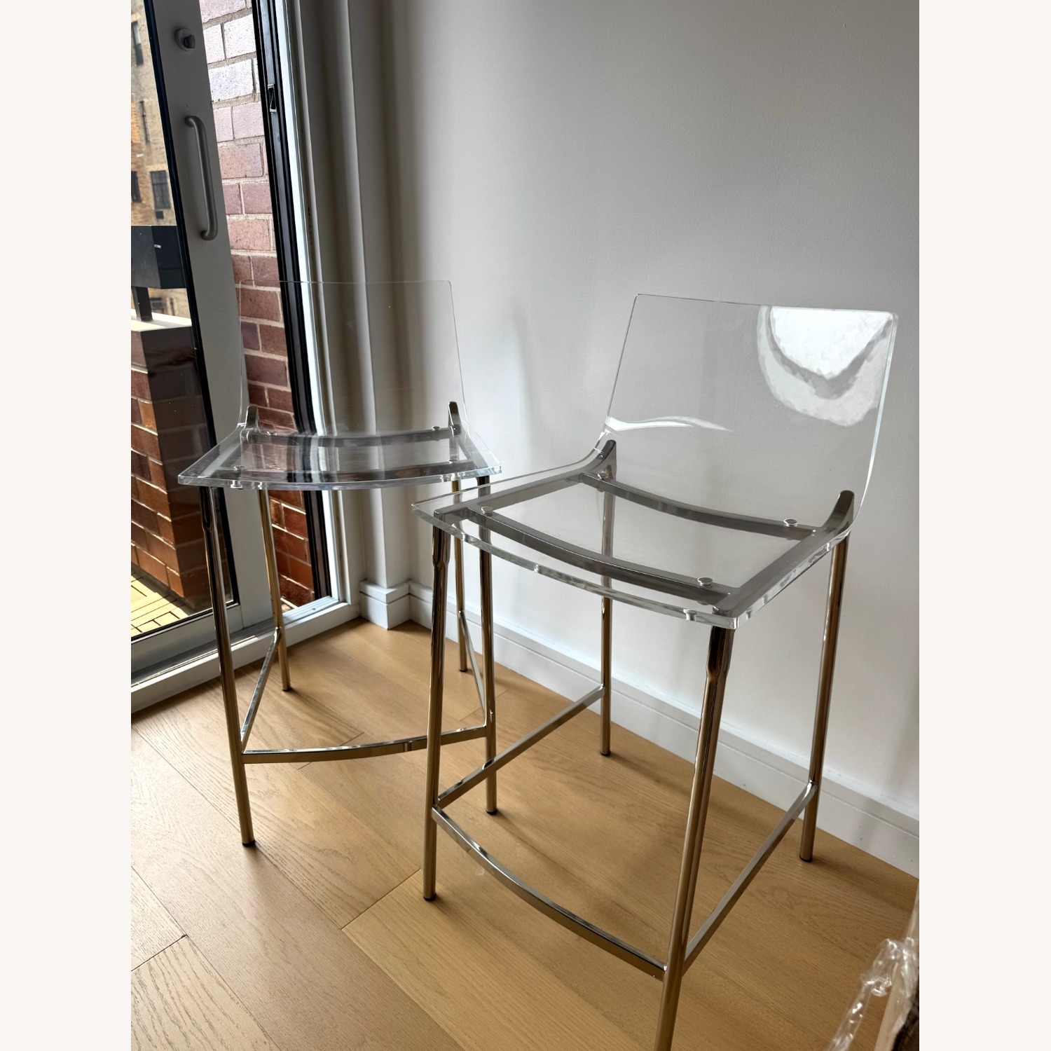 CB2 Acrylic Stools Pair of 2 - image-1
