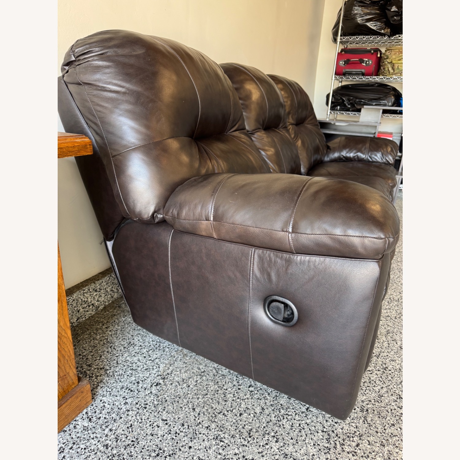 Dark Brown Faux Leather 3-Person Reclining Couch - image-3