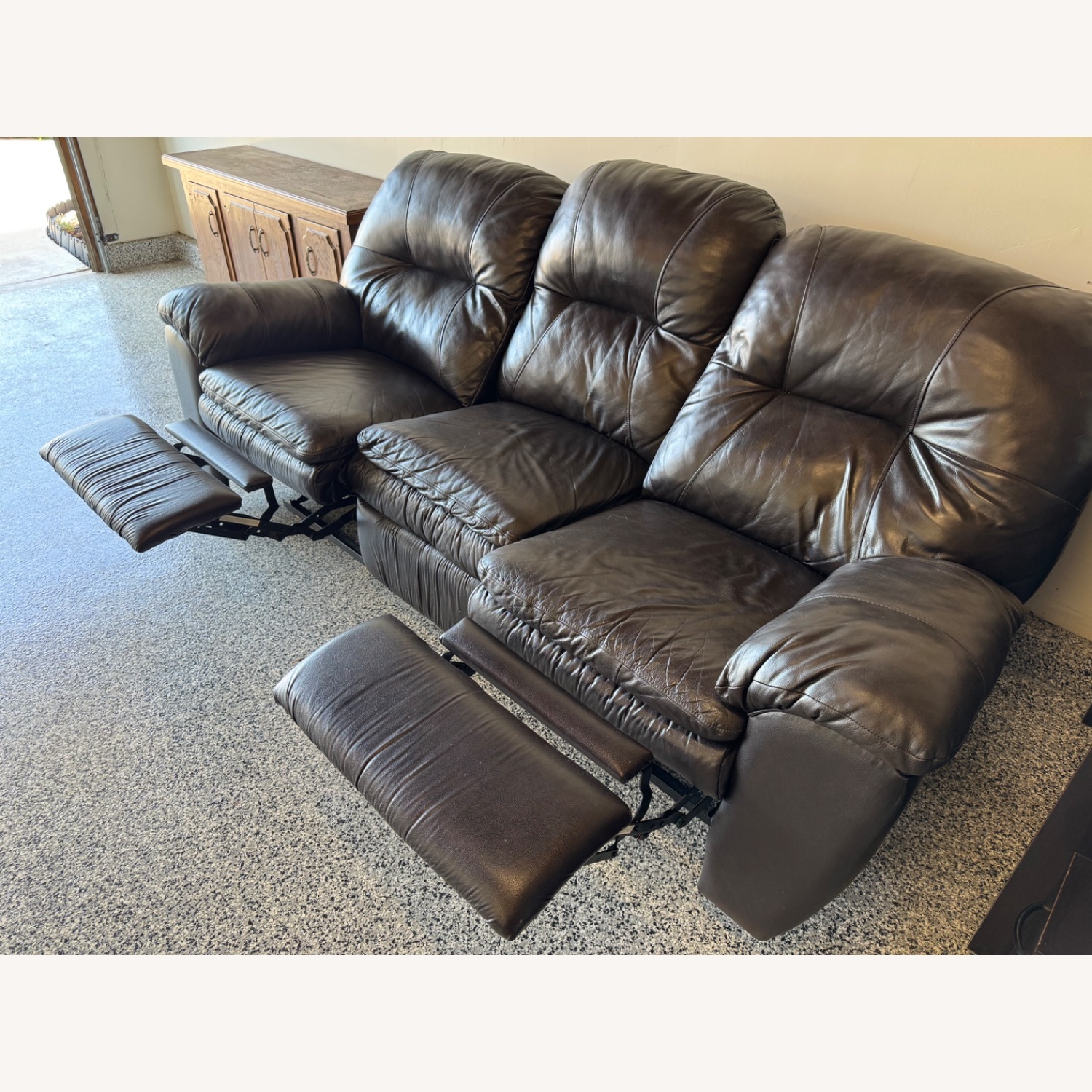 Dark Brown Faux Leather 3-Person Reclining Couch - image-6