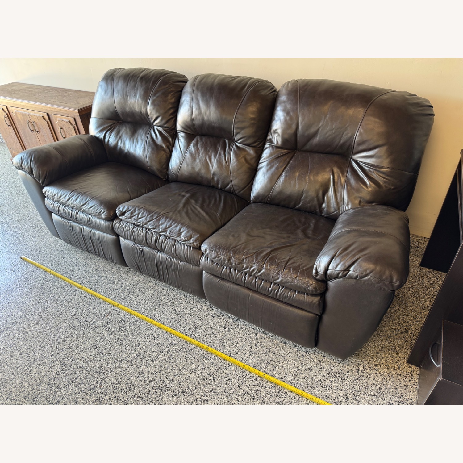 Dark Brown Faux Leather 3-Person Reclining Couch - image-8