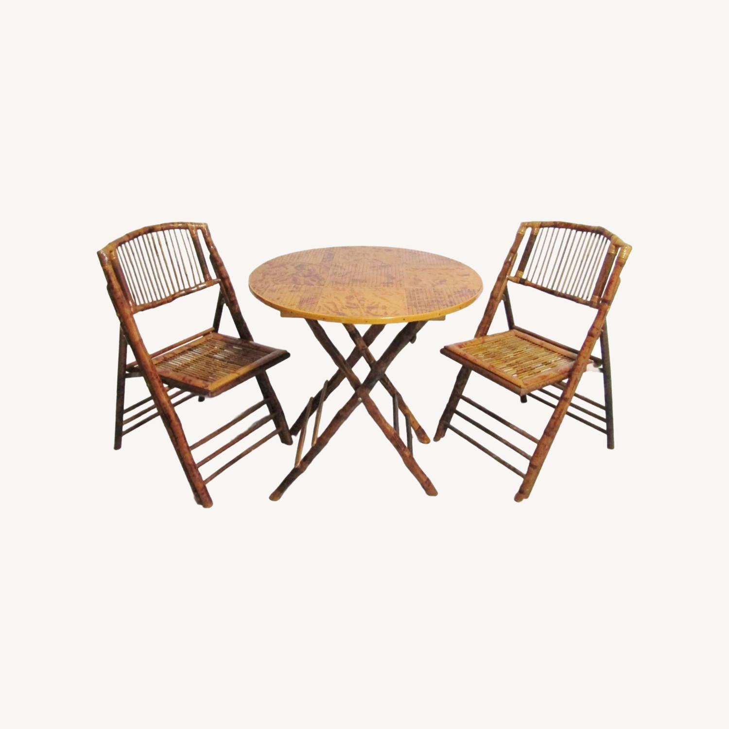 1970s Faux Tortoise Bamboo Bistro Set - image-0