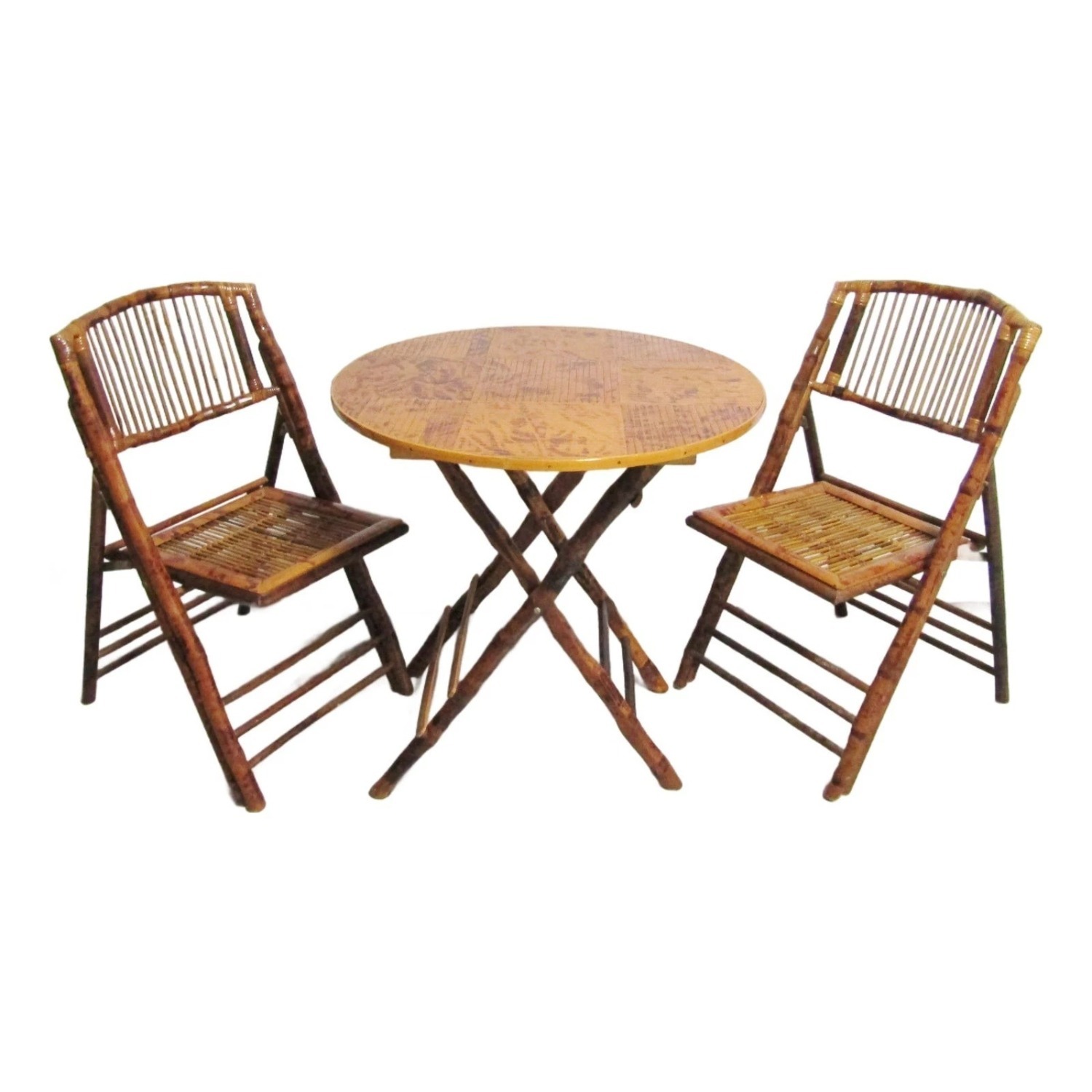 1970s Faux Tortoise Bamboo Bistro Set - image-1