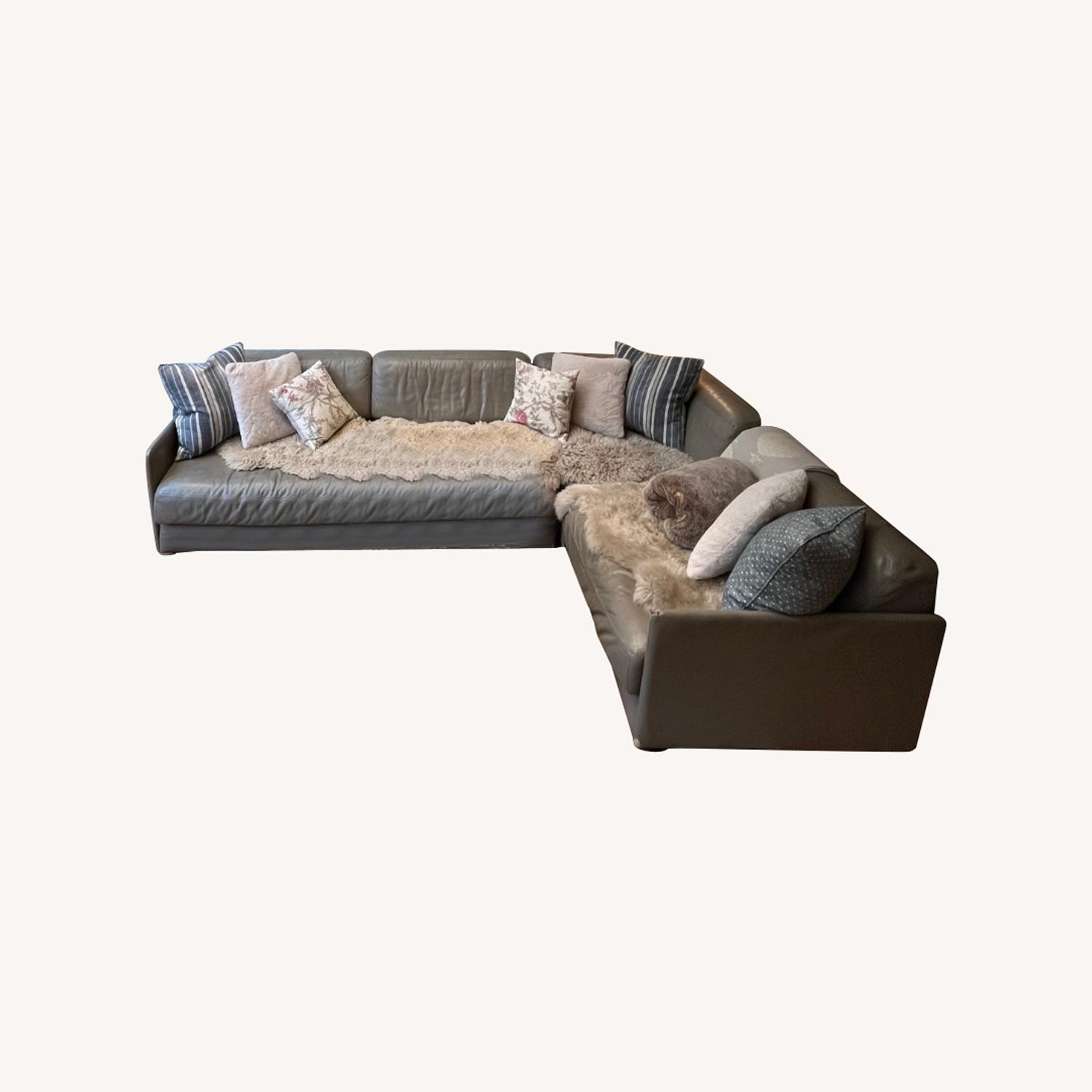 De Sede Swiss Gray Leather Sectional Couch - image-0