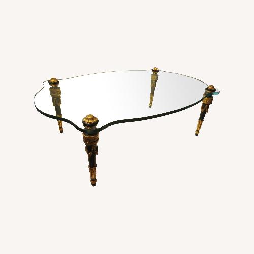 Used Italian Hand Carved Wood Glass Top Cocktail Table for sale on AptDeco