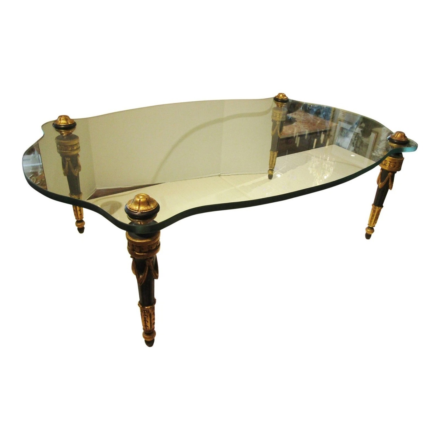 Italian Hand Carved Wood Glass Top Cocktail Table - image-1
