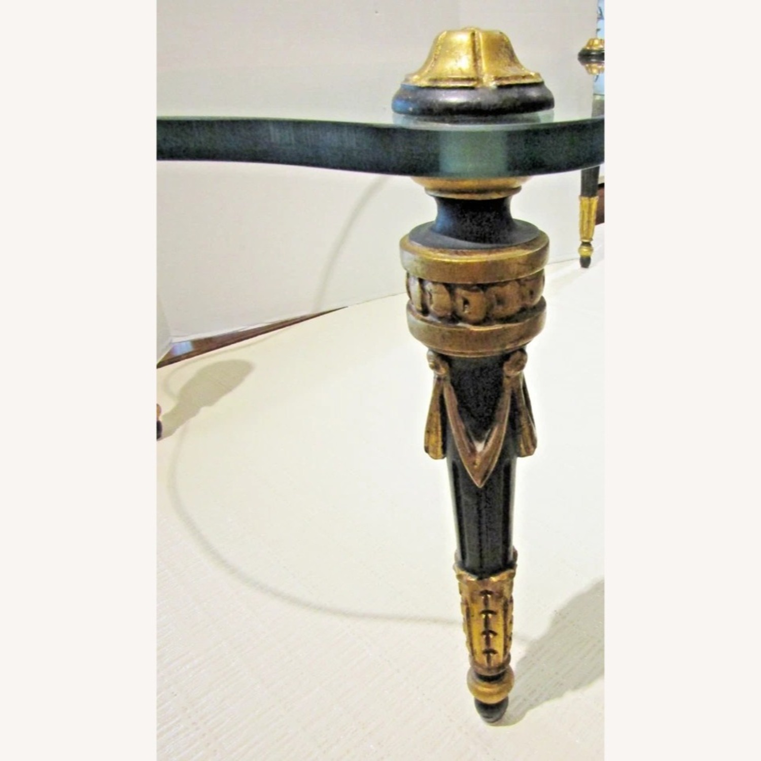 Italian Hand Carved Wood Glass Top Cocktail Table - image-5