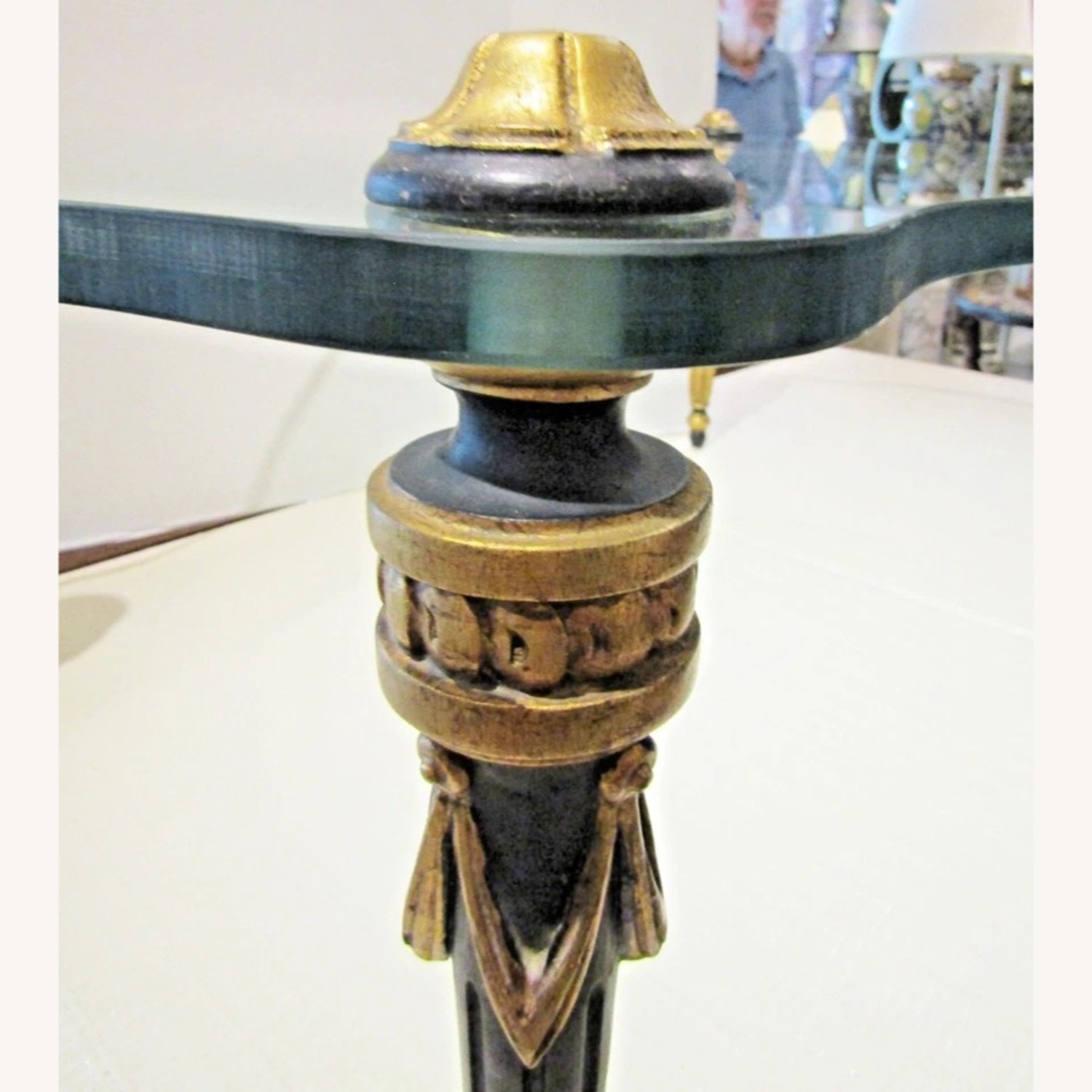 Italian Hand Carved Wood Glass Top Cocktail Table - image-6