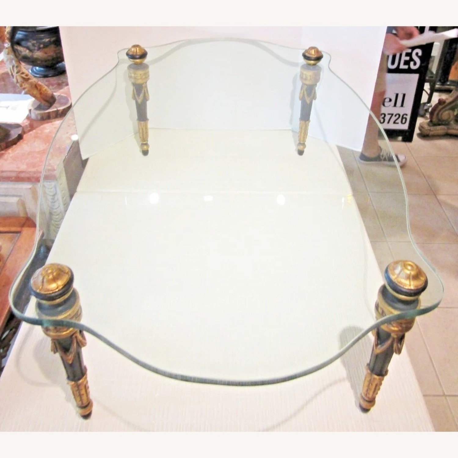 Italian Hand Carved Wood Glass Top Cocktail Table - image-4