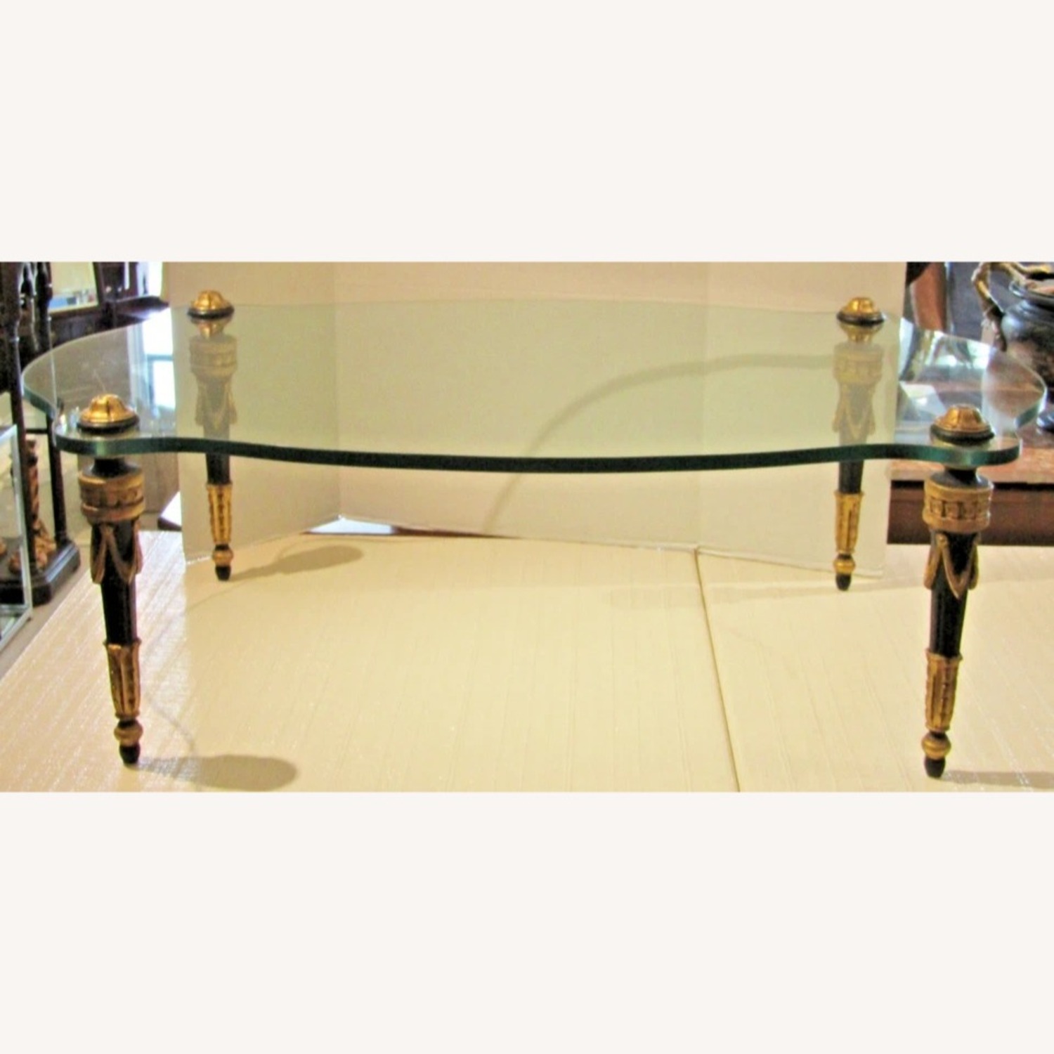 Italian Hand Carved Wood Glass Top Cocktail Table - image-3