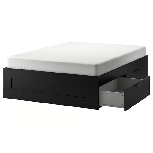 Used IKEA BRIMNES Black Bed Frame with Storage Full for sale on AptDeco