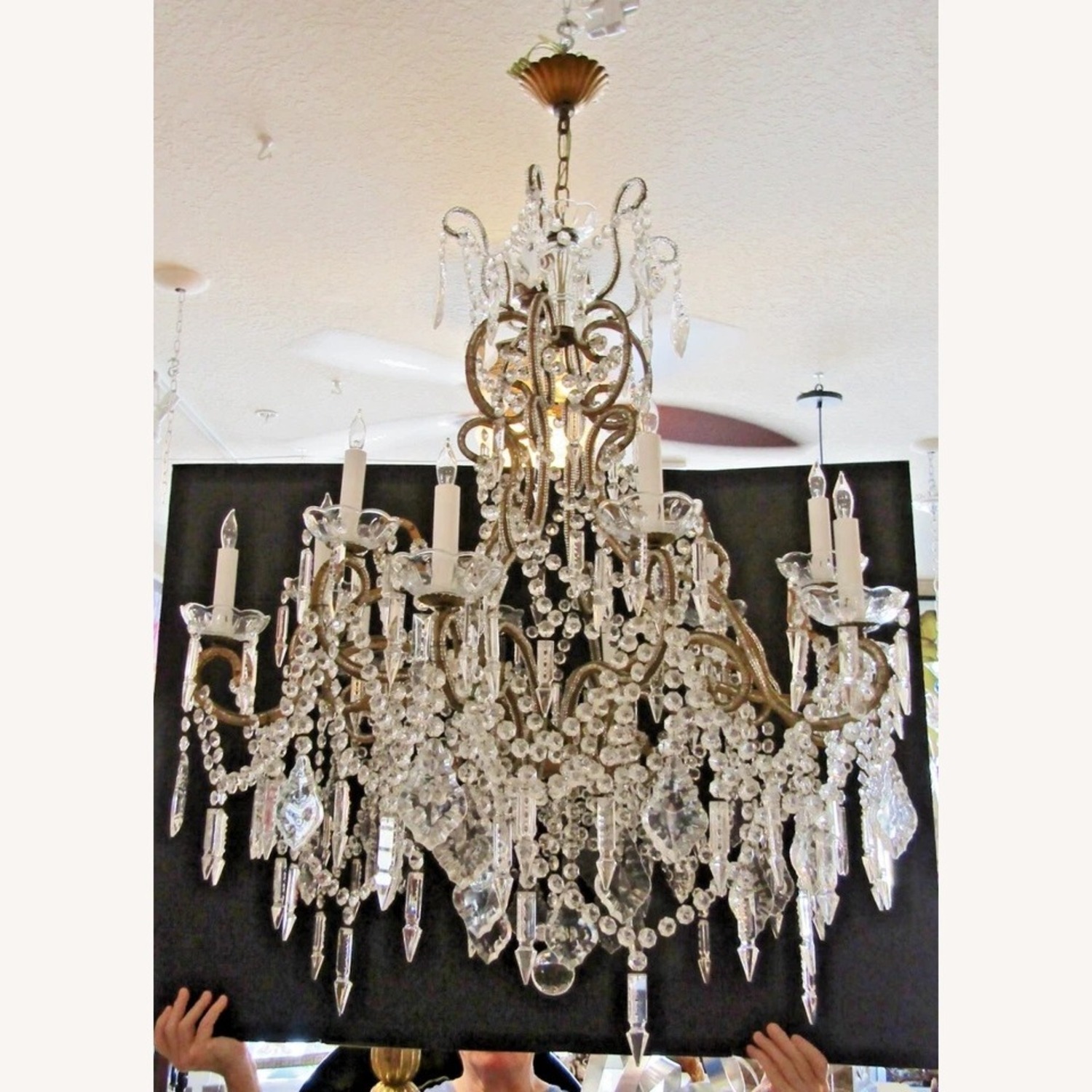 Grand 12 Light Beaded Italian Crystal Chandelier - image-2