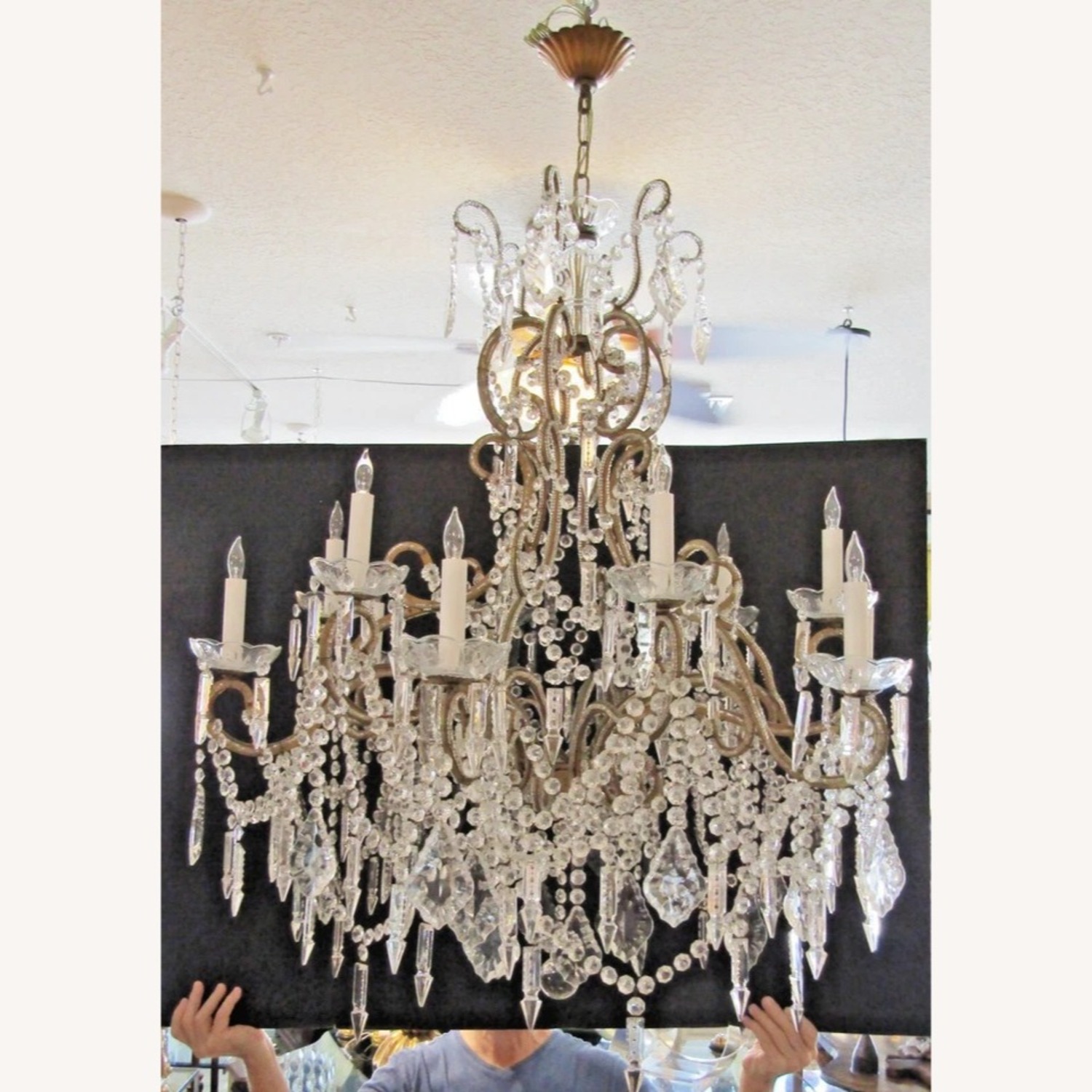 Grand 12 Light Beaded Italian Crystal Chandelier - image-3