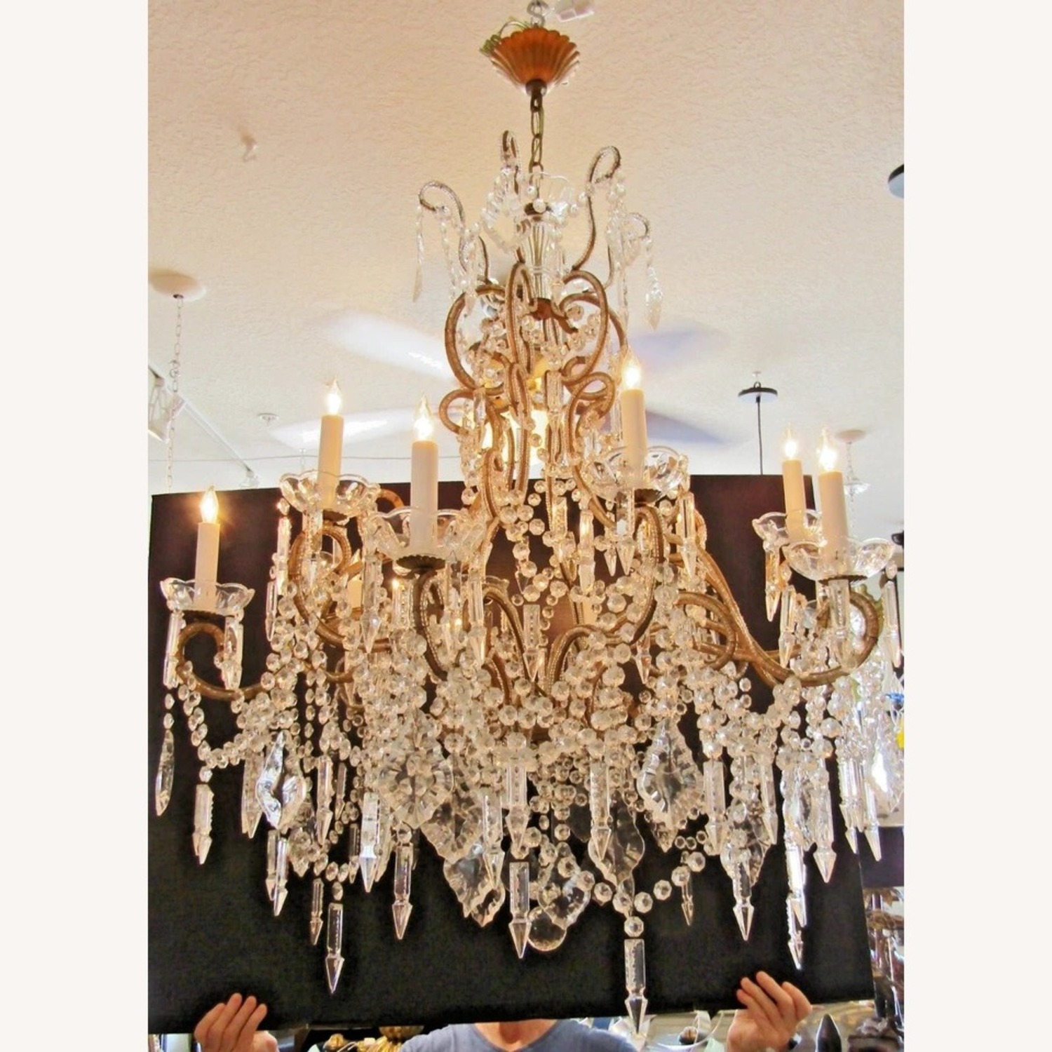 Grand 12 Light Beaded Italian Crystal Chandelier - image-4
