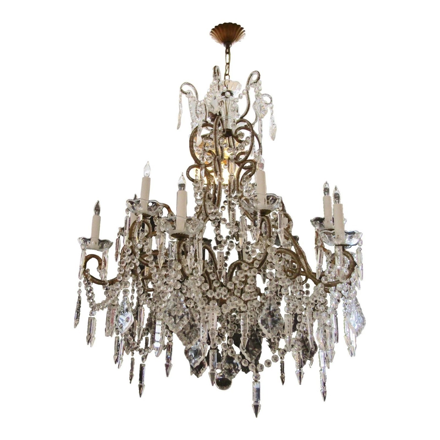 Grand 12 Light Beaded Italian Crystal Chandelier - image-1