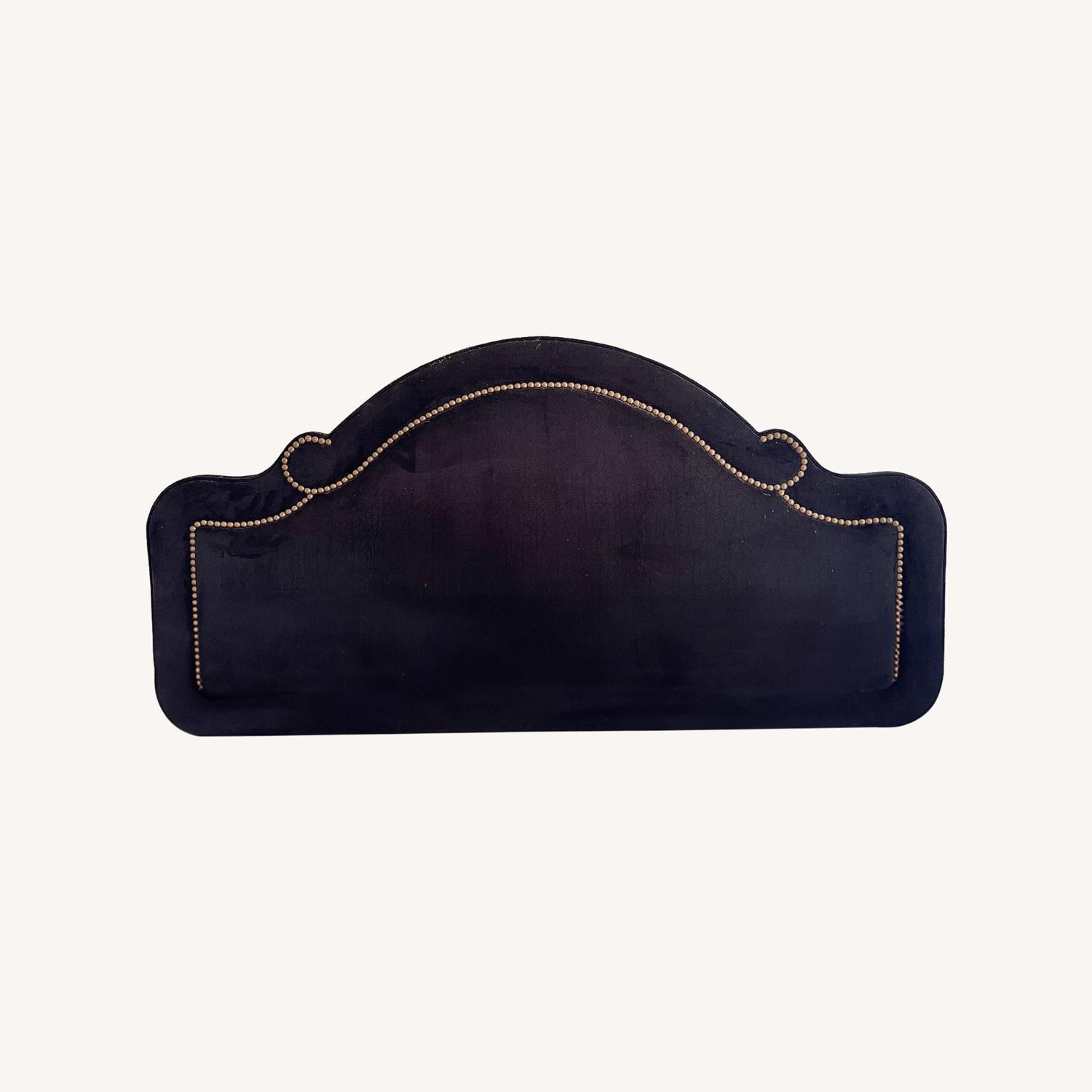 Luxe Black Velvet Headboard, Gold Trim - image-0
